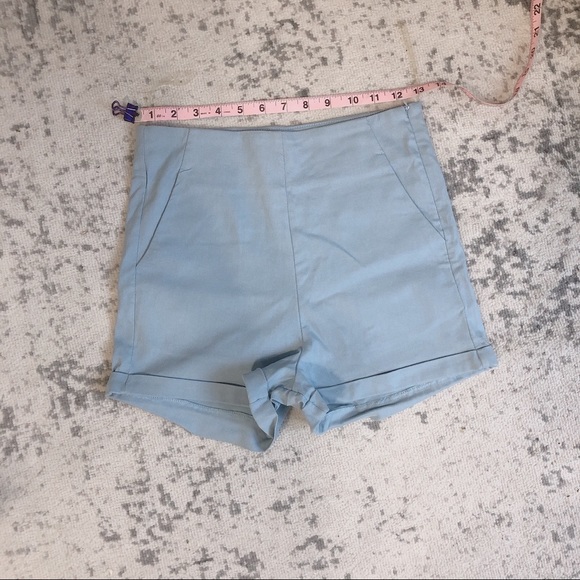 Princess Polly Pants - Super high waisted baby blue shorts